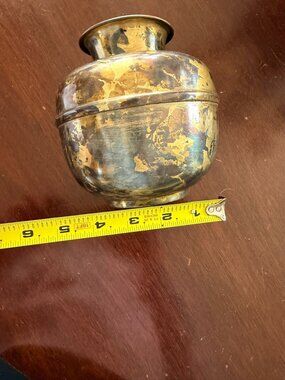 Antique Brass Vase With Distressed Finish 6.5" Tall 4" Opening Diameter Decorati